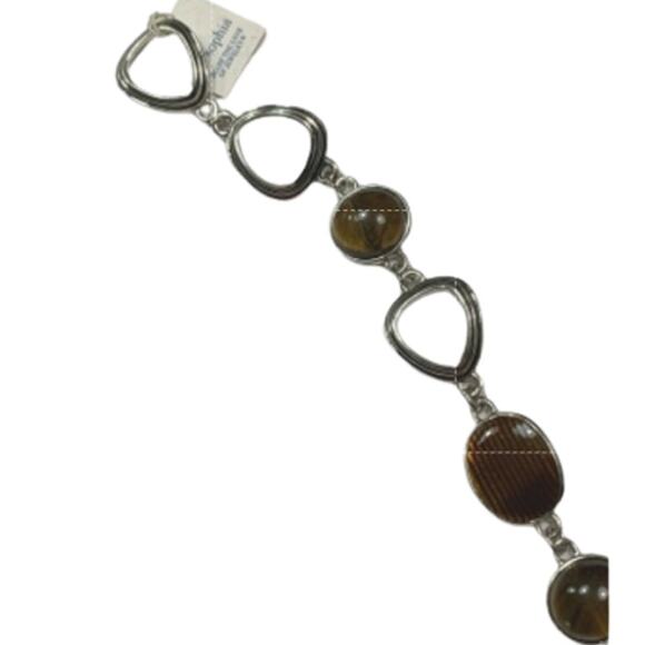 Lia Sophia Metal Tiger Eye Jewelry Retired Bracelet Size 8" - Picture 4 of 4